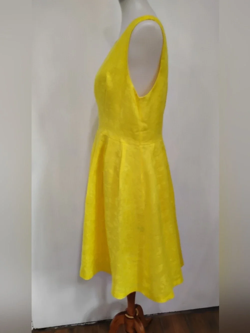 LEMON WOVEN LINEN RETRO DRESS - Picture 5 of 10